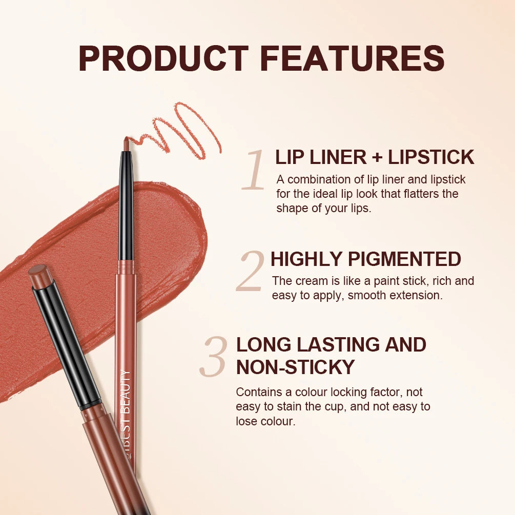 QIBEST 2pcs Lipstick + Lipliner Set