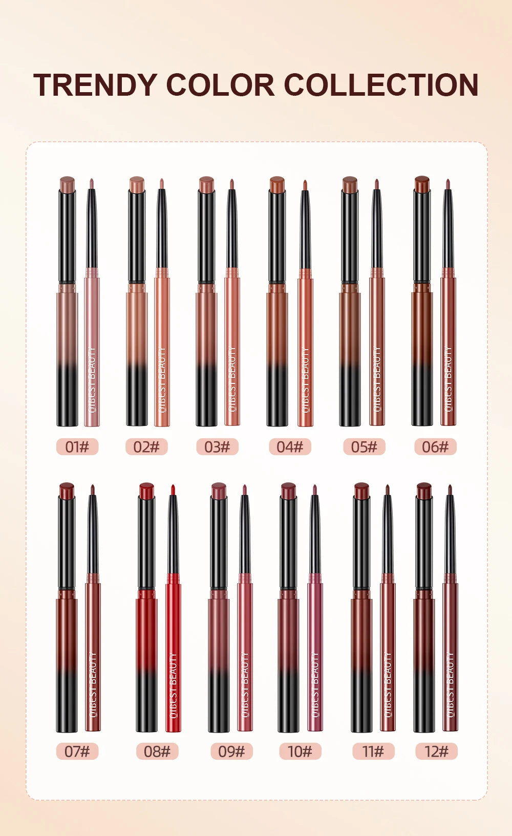 QIBEST 2pcs Lipstick + Lipliner Set