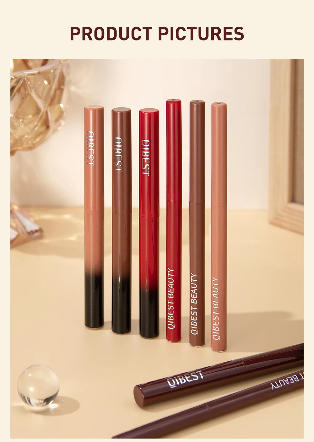 QIBEST 2pcs Lipstick + Lipliner Set
